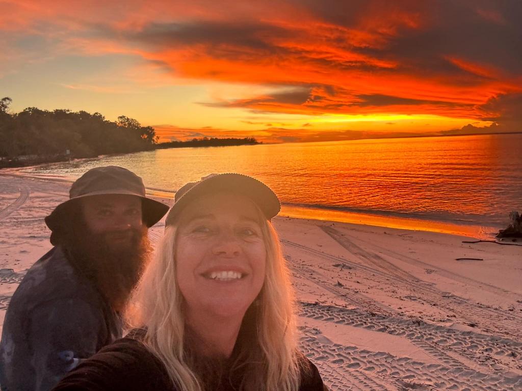 The incredible scenes were captured in a series of videos taken Kristie Trudgett and her partner Lindsay Boreham this week, who noticed the sharks at Waddy Point Beach, north of the Orchid Beach entrance, while driving by and stopped to watch nature at its best.