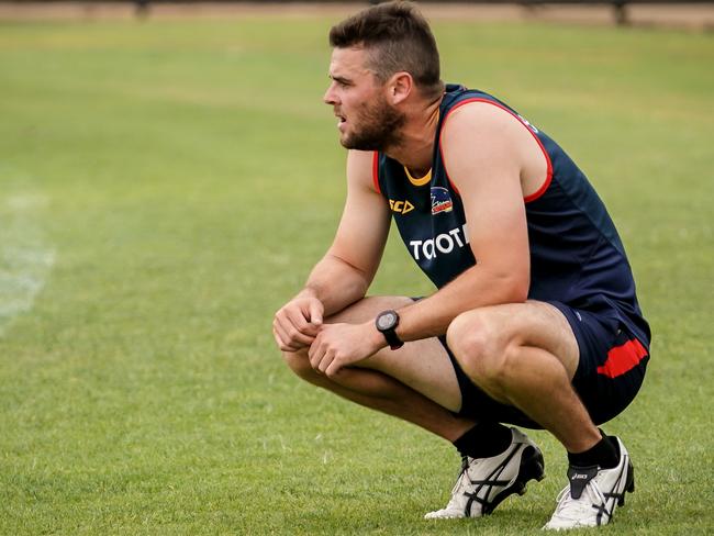 Brad Crouch working hard on the track. Picture: AAP/MIKE BURTON