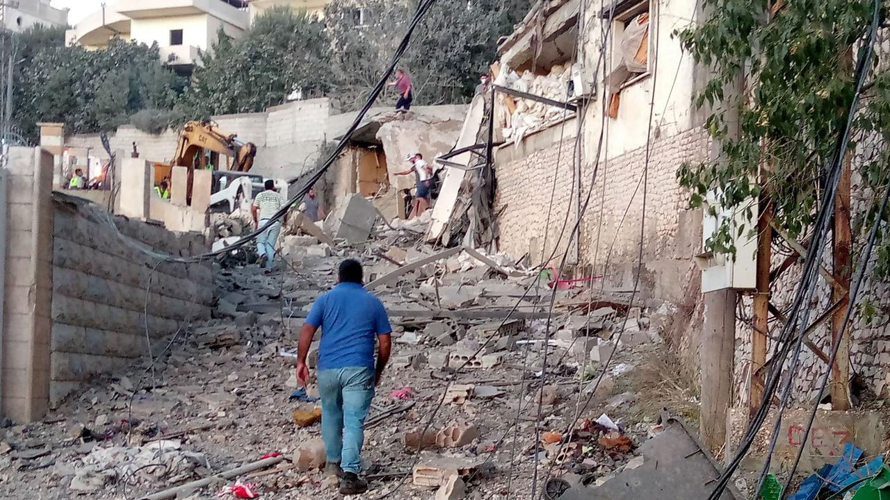 Homes have been destroyed following a targeted Israeli air strike in Lebanon. Picture: AFP