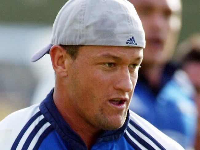 MARCH 25, 2003 : Auckland Blues player Carlos Spencer during training at Eden Park Number 2 ground, 25/03/03.Rugby Union F/L