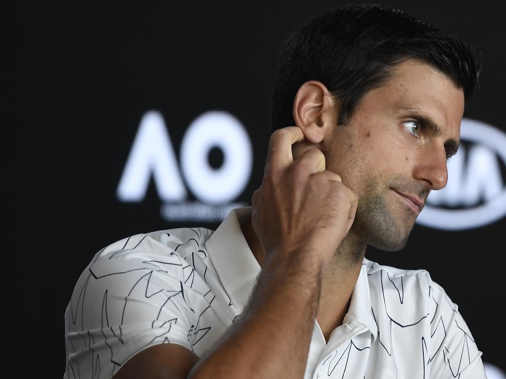 Novak Djokovic’s participation in the Australian Open is still up in the air. Picture: Fred Lee/Getty Images.