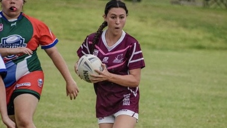 Ella Waters in action for the Dalby Devils Toowoomba Junior Rugby League side.