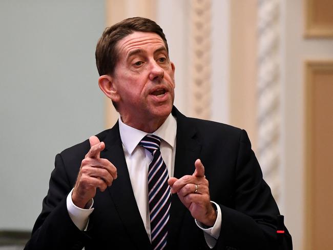 BRISBANE, AUSTRALIA - NCA NewsWire Photos AUGUST 11, 2020. Queensland Treasurer Cameron Dick speaks during Question Time at Parliament House in Brisbane.Picture: NCA NewsWire/Dan Peled