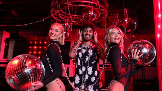 TEMPO Surfers Paradise has the green light to operate until 9am in an unprecedented move. Abbey Case, DJ Kevin Paviani and Lisa Hegedus ready to party. Picture: Glenn Hampson