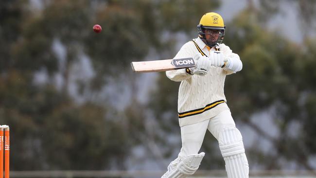 Clive Rose had to leave the game for a vaccination, but returned in time to add six runs to the total for Kingborough. Picture: Nikki Davis-Jones