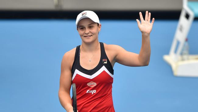 Australia's Ashleigh Barty celebrates her win over Kiki Bertens. Picture: AFP