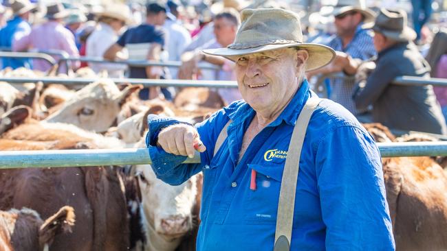 Bluey Commins sold just under 200 Hereford cattle at Ensay.