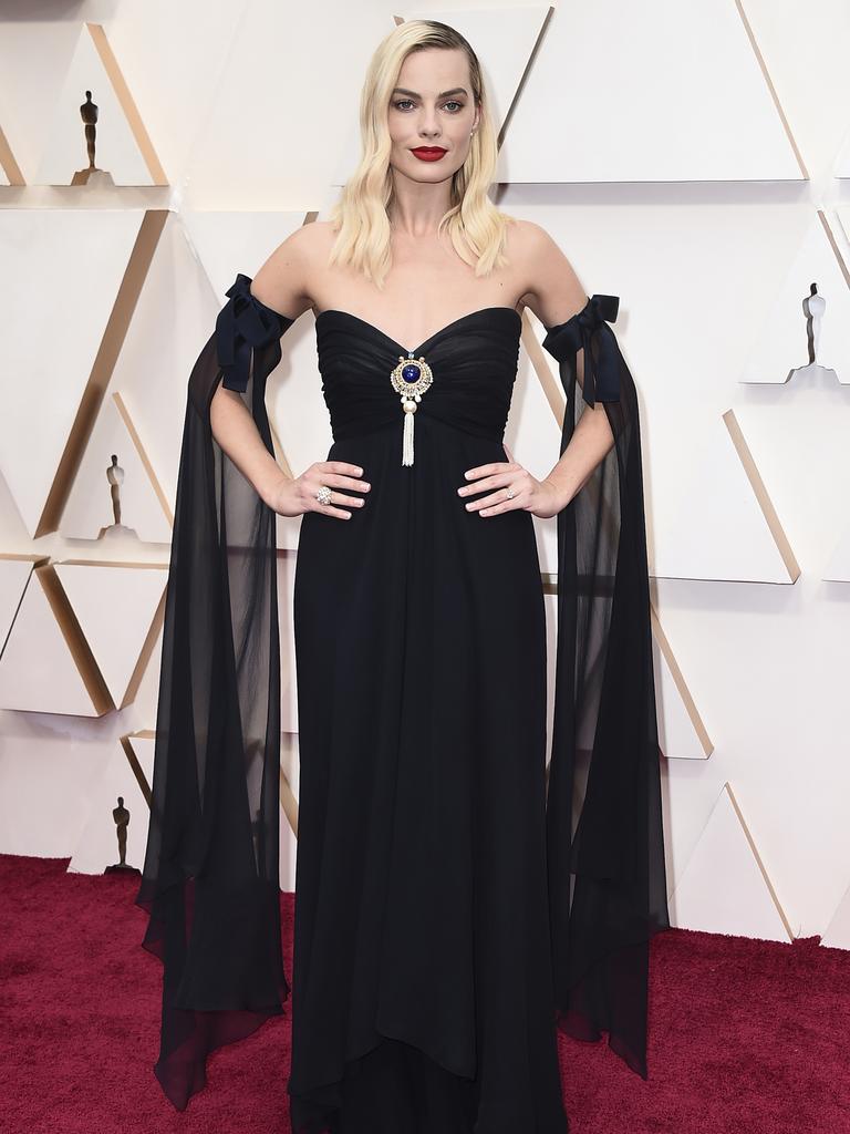 She may have been nominated for Best Supporting Actress for Bombshell, but there was something decidedly Harley Quinn about Margot Robbie’s choice of outfit for the Oscars red carpet. Picture: AP