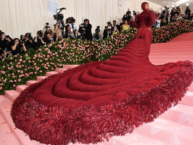 Cardi B wears … sorry … walks the red carpet. Picture: AFP