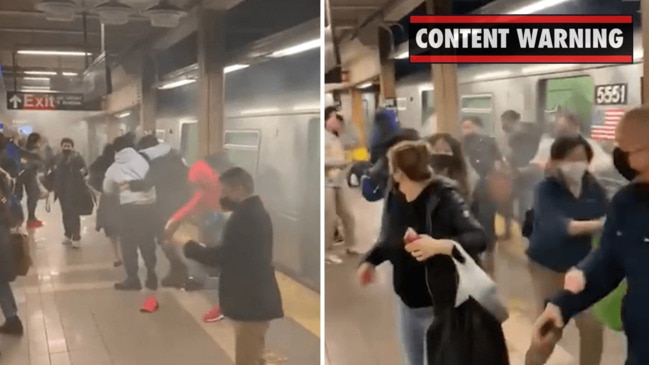 Multiple people shot as crowd seen running from train in Brooklyn subway station