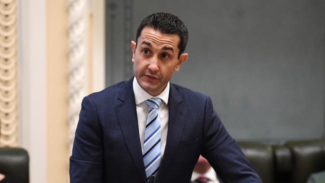 Queensland Leader of the Opposition David Crisafulli speaks during Question Time at Parliament House in Brisbane. Picture: NCA NewsWire / Dan Peled