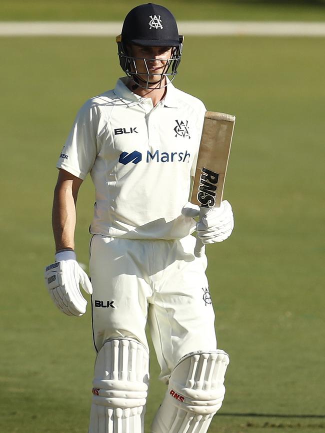 James Seymour made a half-century on debut for Victoria. Picture: Darrian Traynor