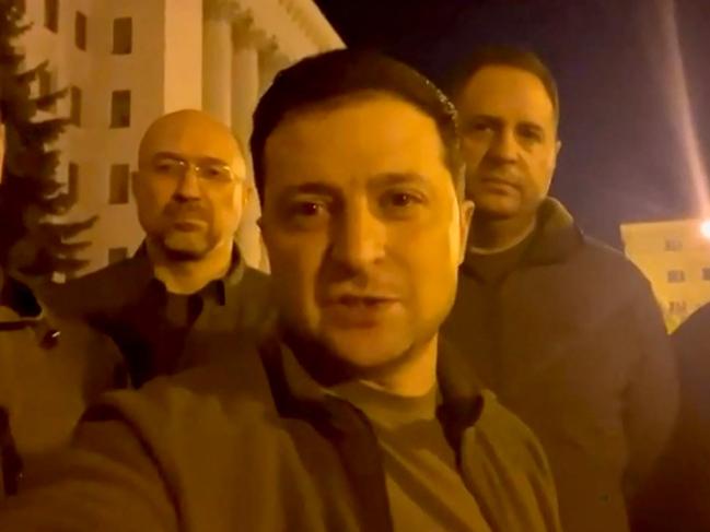 Volodymyr Zelensky says 'we are all here' in Kyiv in a video posted on his Facebook account. Picture: Facebook