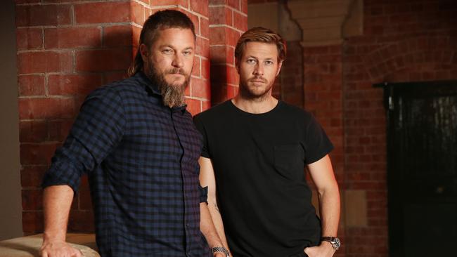 Travis Fimmel and Luke Bracey who are in the upcoming film about the Battle of Long Tan during the Vietnam War. Picture: Richard Dobson