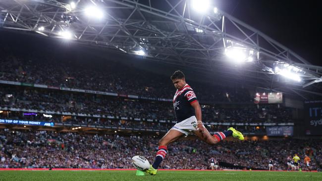 Roosters ace Latrell Mitchell in action during last year’s NRL Grand Final at ANZ Stadium, Sydney. Picture: Brett Costello