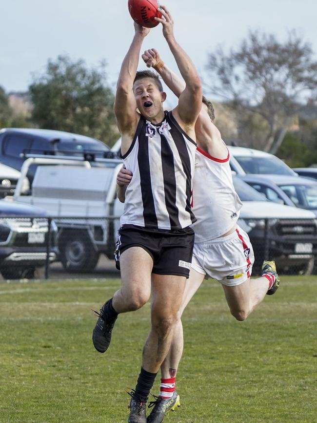 OEFL: Narre Warren’s Jake Richardson stretches for the mark. Picture: Valeriu Campan