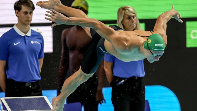 BUDAPEST, HUNGARY - OCTOBER 22: Maximillian Giuliani from Australia during men's 200m freestyle heats the World Aquatics Swimming World Cup 2023 - Meet 3 on October 22, 2023 in Budapest, Hungary. (Photo by David Balogh/Getty Images)