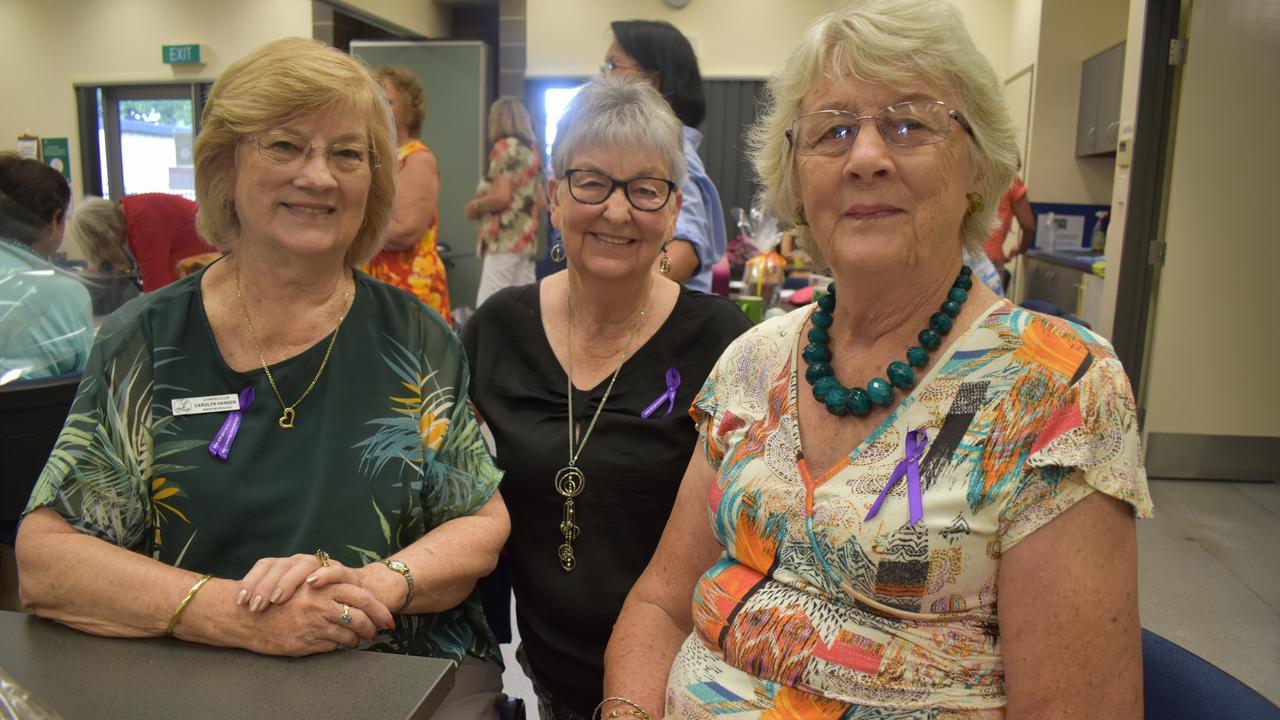 (L) Carolyn Hansen, Ronda Skene, and Beverly Prince enjoy International Women's Day Morning Tea at the Maryborough Neighbourhood Centre.