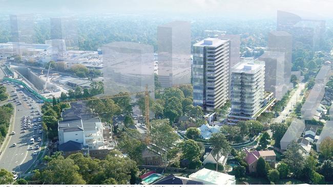 Artist's impression of the proposed development, looking east from Old Northern Rd. Source: Caladines Town Planning.