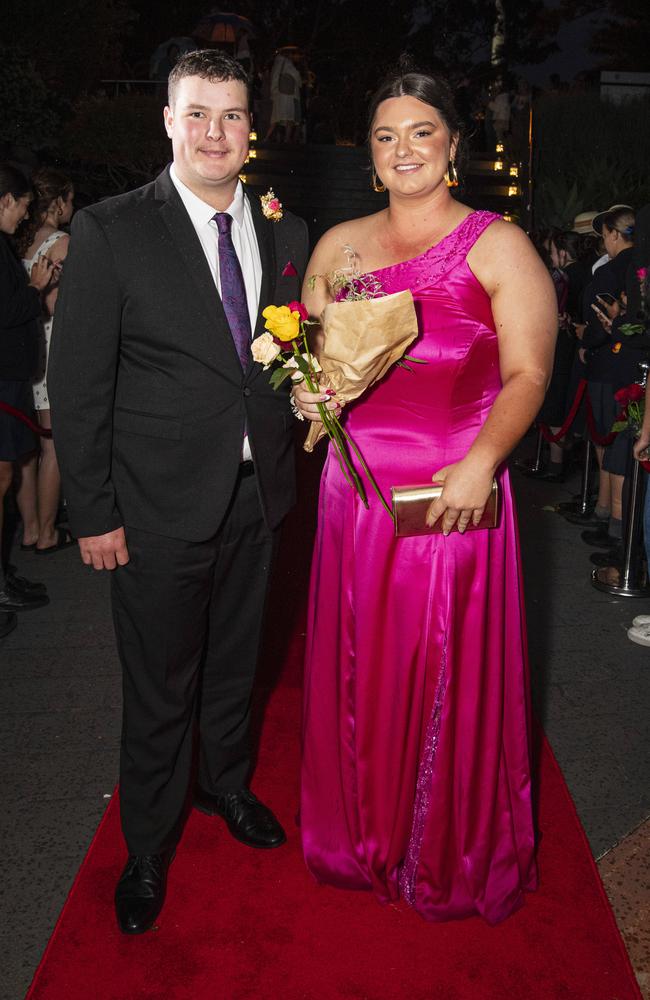 Lucy Nicholas and partner Nicholas Newman arrive at The Glennie School formal at Picnic Point, Thursday, September 12, 2024. Picture: Kevin Farmer