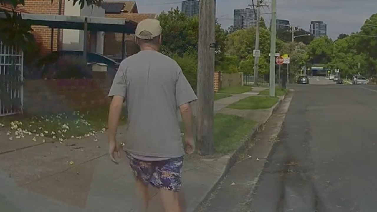 The man strolled away in boardshorts and thongs. Picture: Dash Cam Owners Australia