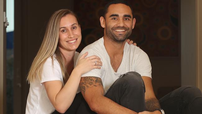 Shaun Burgoyne with his wife Amy. Picture: Alex Coppel