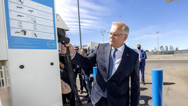 Prime Minister Scott Morrison is hopeful hydrogen could kickstart a major new export industry for Australia. Picture: NCA NewsWire/David Geraghty