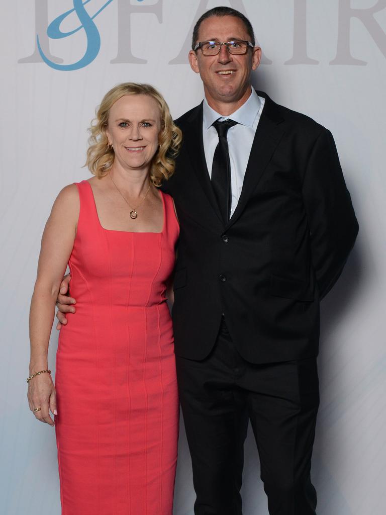 Julie and Darren Mead at the Port Adelaide AFL and AFLW best and fairest at the Adelaide Convention Centre, DECEMBER 5, 2022: Picture: Brenton Edwards