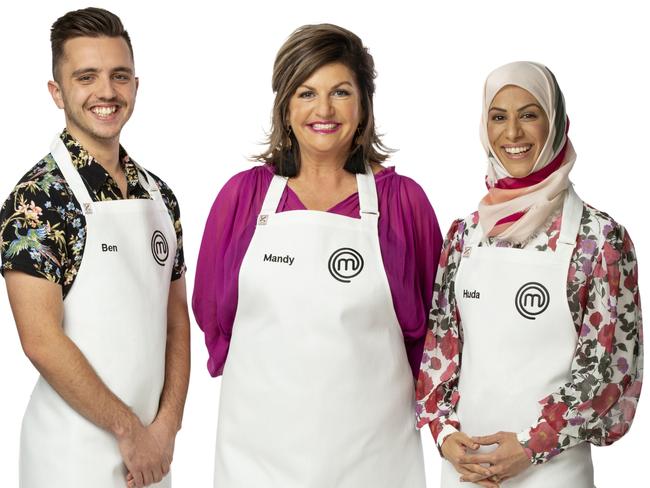 Ben Trobbiani, Mandy Hall and Huda Al Sultan are SA's 3masterchef finalists in 2019. Pic: Supplied by Ten.