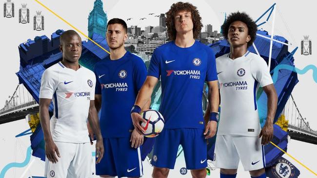 N'Golo Kante, Eden Hazard, David Luiz and Willian unveil Chelsea's home and away kits.