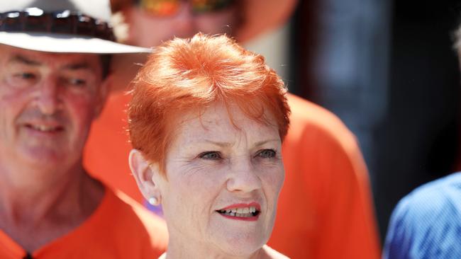 One Nation’s Pauline Hanson has temporarily pulled out of the campaign. Picture: Justin Brierty