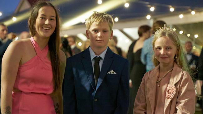 LifeFlight past patients Kasey Leadbetter, Cooper Prior and Bellah Free at the Toowoomba gala.