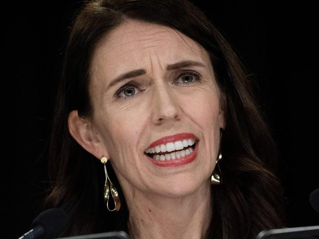 New Zealand Prime Minister Jacinda Ardern speaks to media on the White Island volcanic eruption during her post-cabinet press conference at Parliament in Wellington on December 16, 2019. - New Zealand paused for a minute's silence on December 16 to mark one week since the deadly White Island eruption, as Prime Minister Jacinda Ardern warned grieving families face a long wait for answers about how the disaster was allowed to take place. (Photo by Marty MELVILLE / AFP)