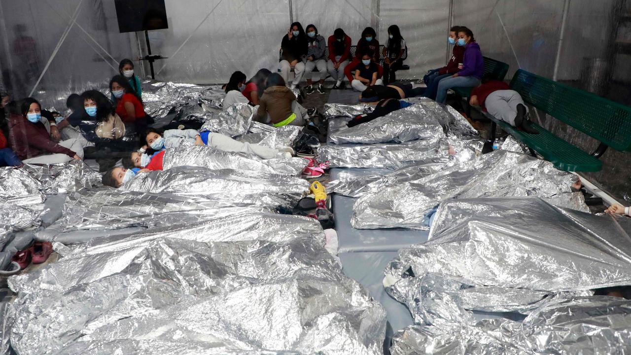 Under increasing pressure, the Biden administration released images of two Texas facilities on Tuesday which showed children laying shoulder-to-shoulder on the floor. Picture: Jaime Rodriguez Sr./US Customs and Border Protection/AFP