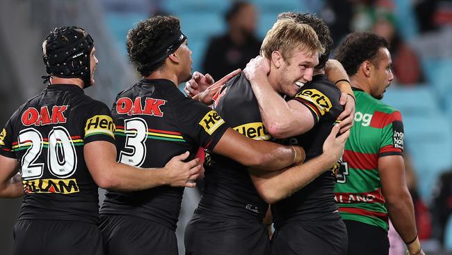 Panthers players say they struggled to get up for the South Sydney game in the first half due to a lack of atmosphere at Accor Stadium. Picture: Cameron Spencer/Getty Images