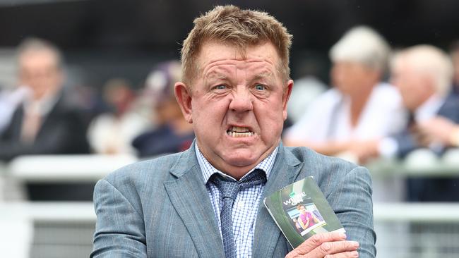 SYDNEY, AUSTRALIA - MARCH 02: Trainer Brett Cavanough looks on after Jason Collett riding Once Again My Girl wins  Race 3 TAB Highway Handicap during TAB Verry Elleegant Stakes Day - Sydney Racing at Royal Randwick Racecourse on March 02, 2024 in Sydney, Australia. (Photo by Jeremy Ng/Getty Images)