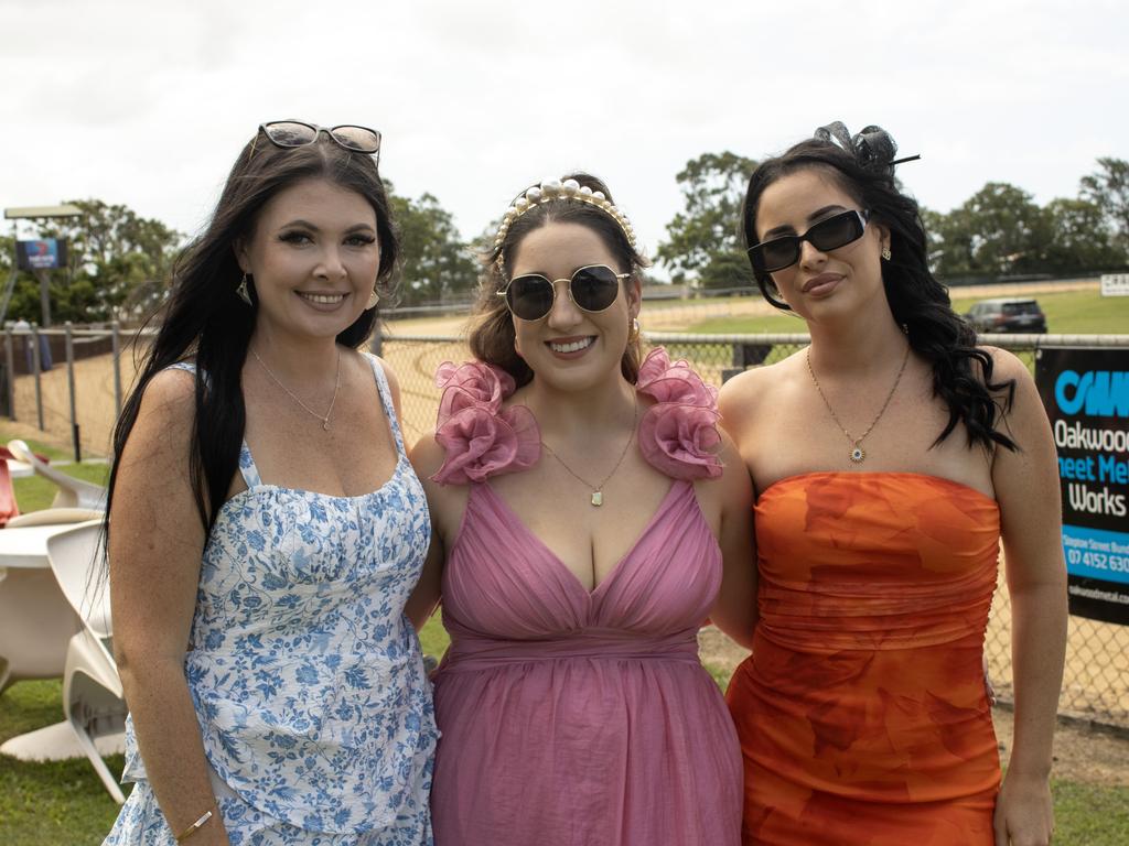 Kaity Lorenz, Ayla Hull and Britt Dingle at the Bundaberg Catholic Schools Race Day.