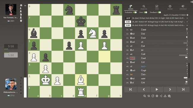 Abdusattorov blundered with the move Be2. Picture: Chess.com