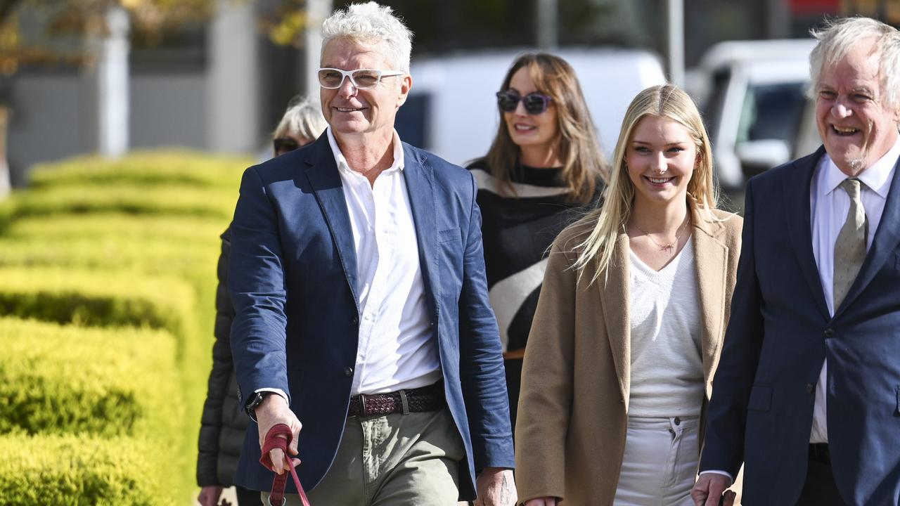 David McBride and one of his daughters at the ACT Supreme Court in Canberra last week. Picture: NCA NewsWire / Martin Ollman