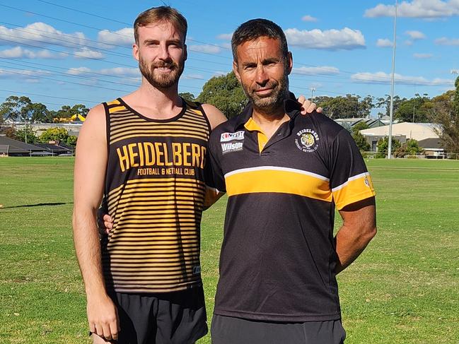 New Heidelberg captain Keenan Posar and coach Vinny Datolli.