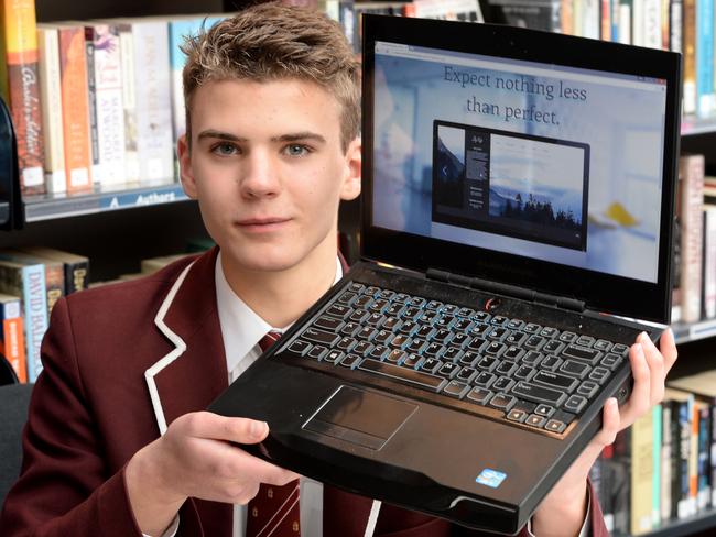 Young entrepreneur ... Year 11 Prince Alfred College student Ben Coppell, 16, is building websites for businesses. Picture: Dave Cronin / News Corp Australia