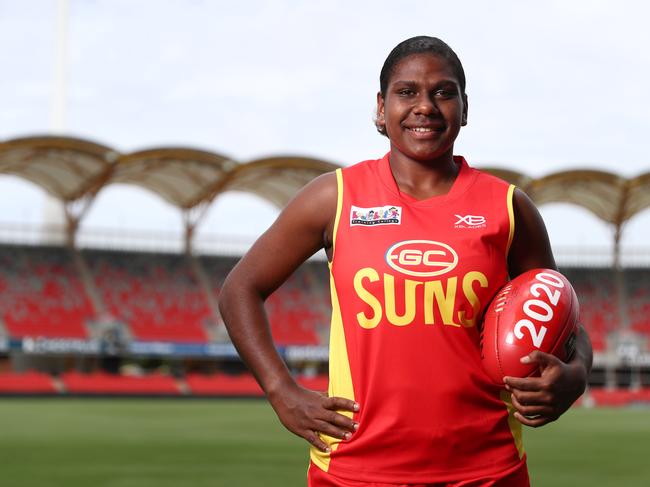 Kitara Whap-Farrar is among the first three signings for Gold Coast’s AFLW team. Picture: Chris Hyde/Getty Images.