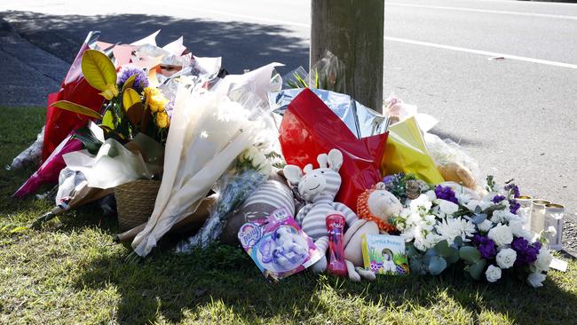 Floral tributes near the home. Picture: Richard Dobson