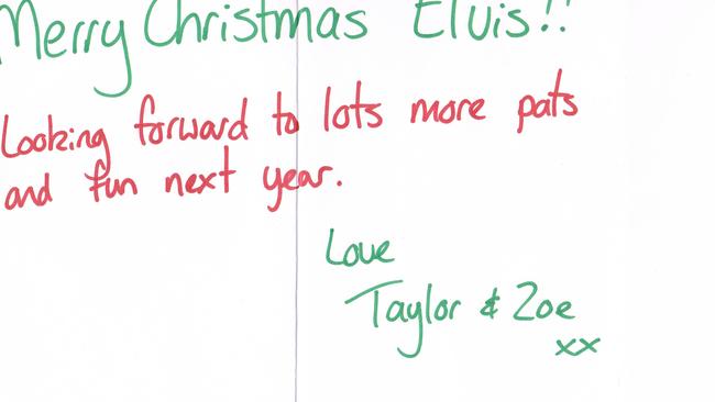 One of the Christmas cards sent to Elvis.