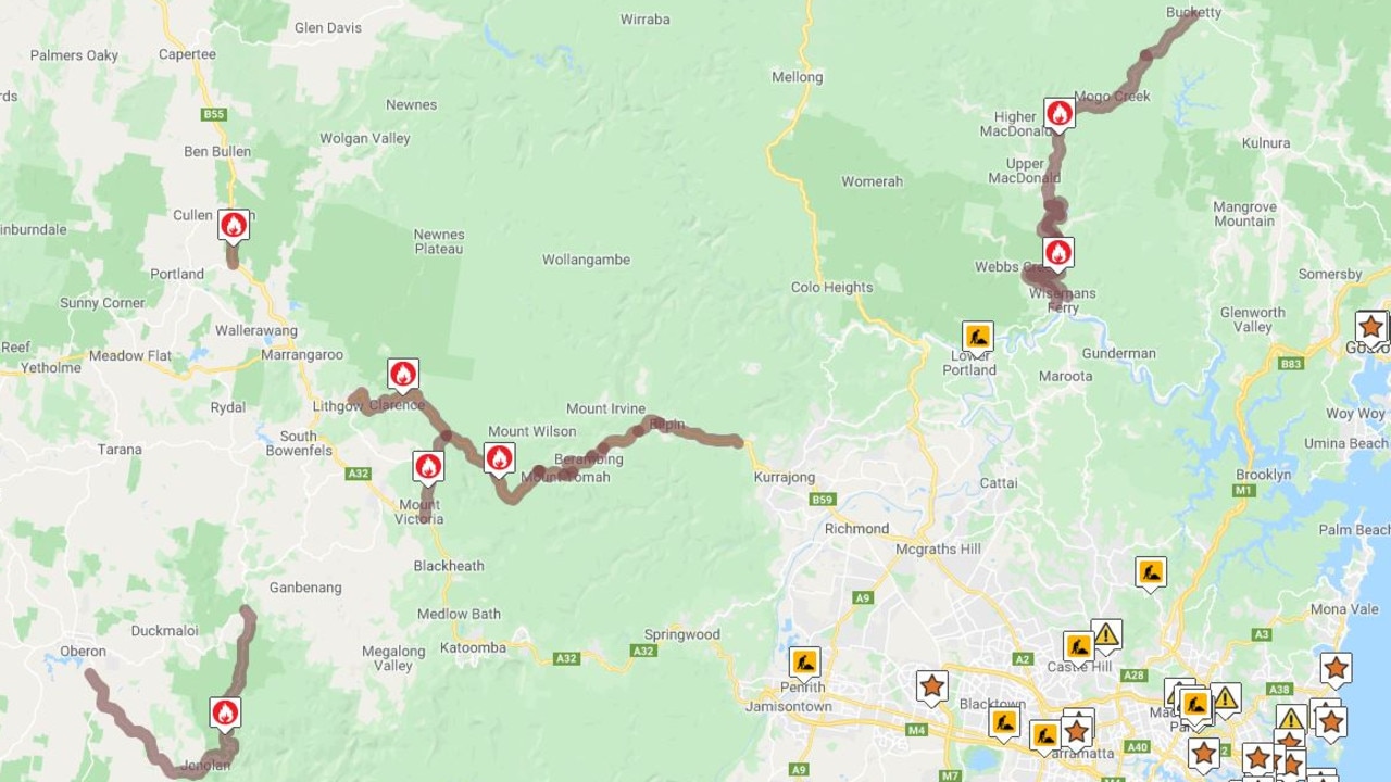 Road closures in the Blue Mountains area. Picture: Live Traffic NSW