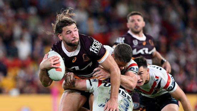 Patrick Carrigan in action for the Broncos. (Photo by Bradley Kanaris/Getty Images)