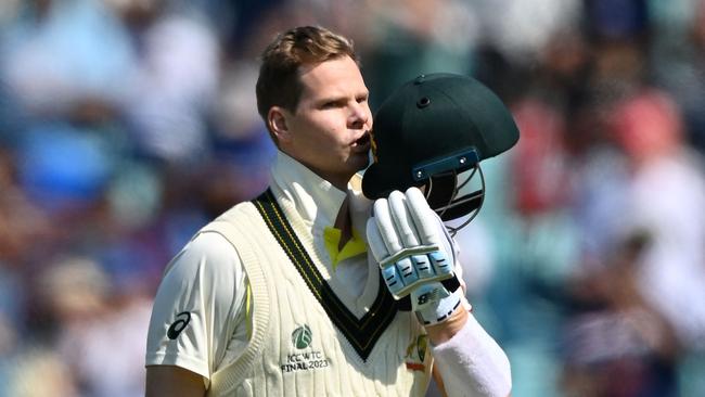 Australia's Steve Smith celebrates his century in the World Test Championship final.