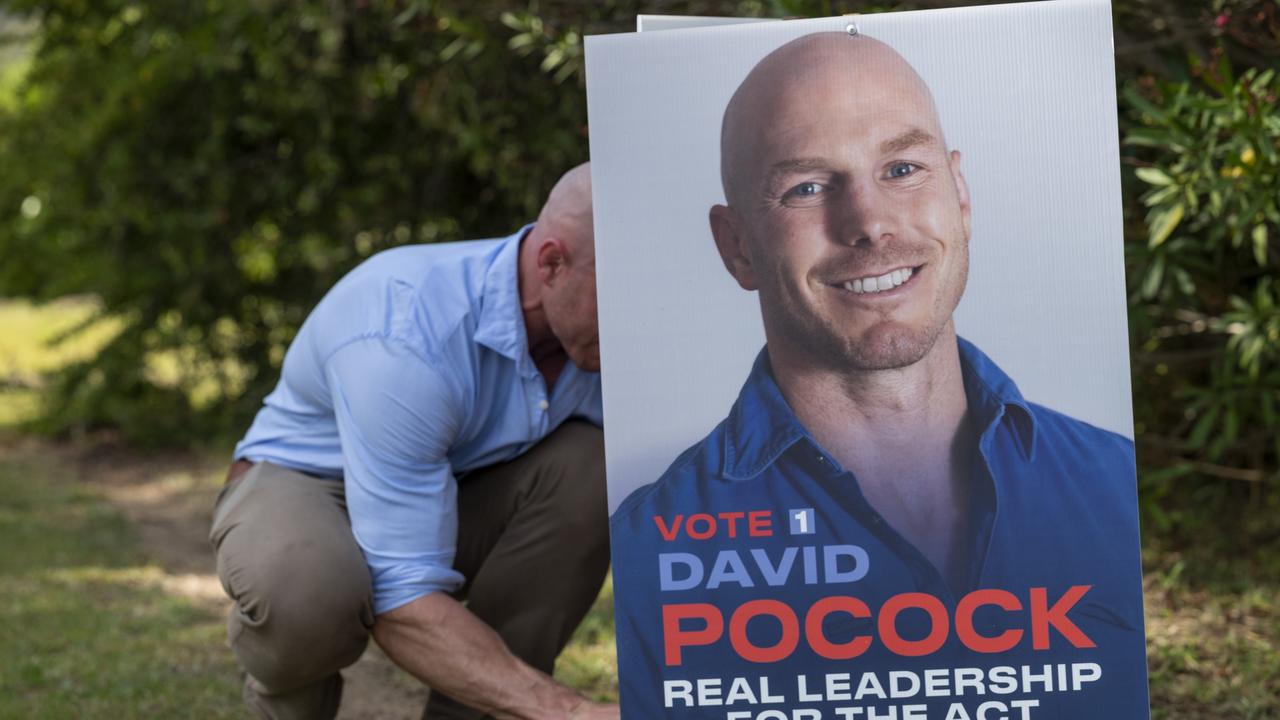 Pocock on the campaign trail in Canberra. Picture: Martin Ollman