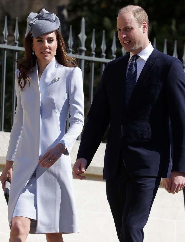 The Duchess of Cambridge and Prince William arrrive for the Easter Mattins Service at St. George's Chapel, Windsor Castle on April 21, 2019. Picture: Kirsty Wigglesworth/AFP 