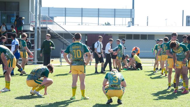 Ignatius Park College and Kirwan State High School teams take on St Brendanâ€™s College Yeppoon teams in Queensland state rugby league semi finals at Mackay on Wednesday, August 24, 2022.